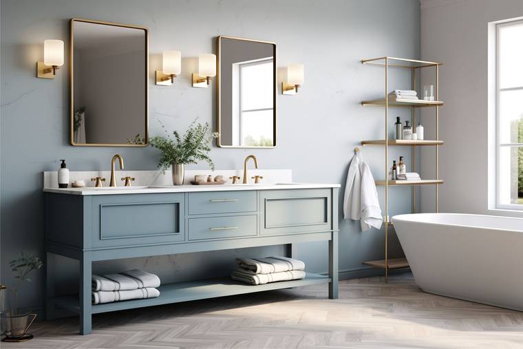 Tủ lavabo đôi mặt đá trắng