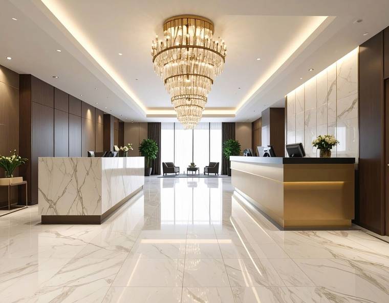 Sảnh lễ tân ốp marble