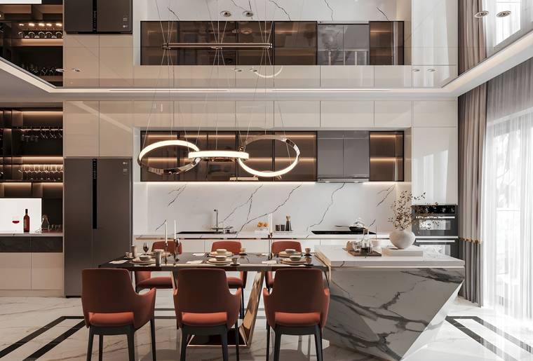 Bếp đảo đá marble